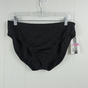 Instant Figure Womens Compression Hipster Swim Bottom Black Ribbed Size 14